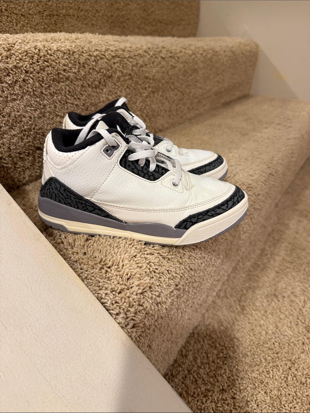 Jordan Kids White and Black Retro-Style Sneakers